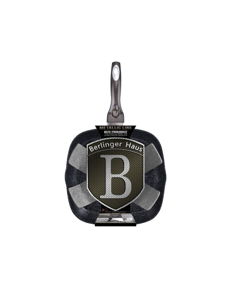 Square Grill Pan 28 cm + 1PC FREE PROTECTOR, Carbon Metallic Line