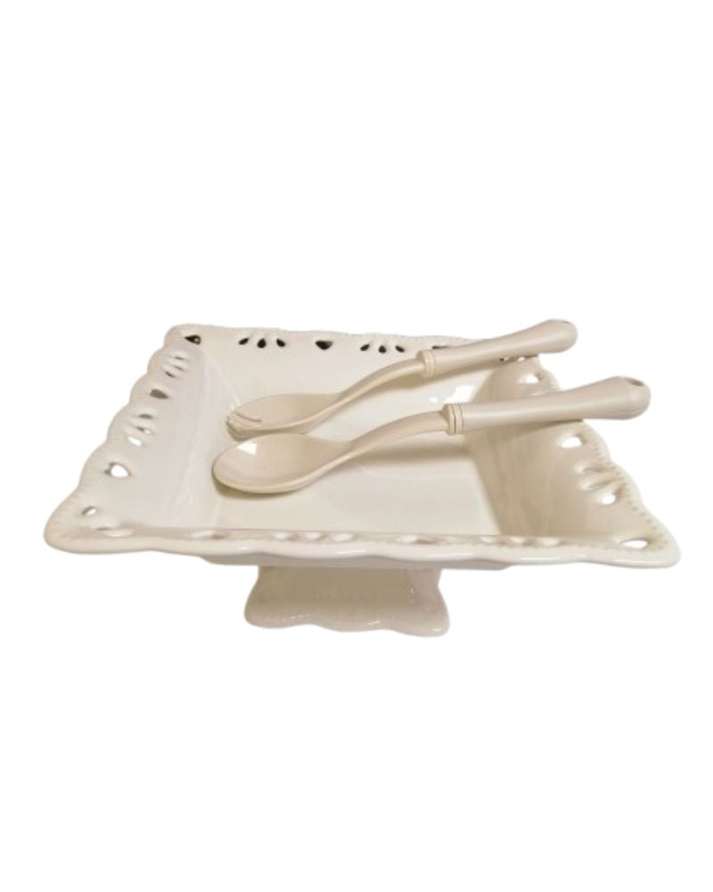 26cm Deep Square Stand Plate Embossed