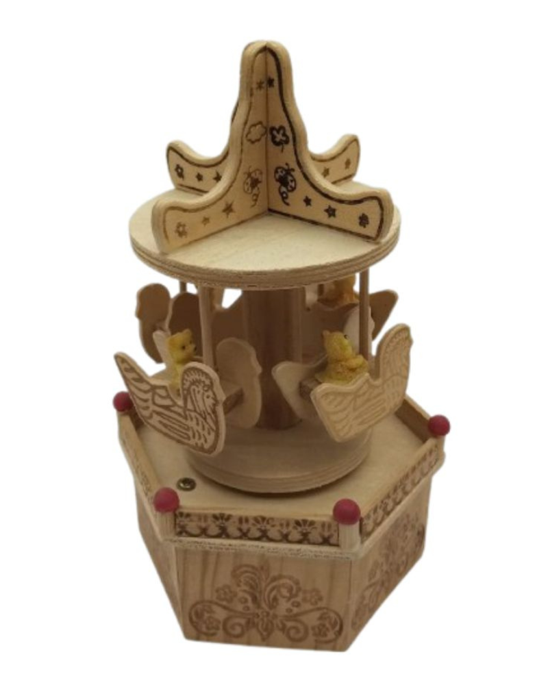 Merlin Carousel Wood Music Box Figurine 9*9*19cm
