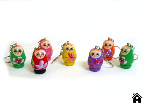 Colorful Miniature Matryoshka Dolls Keychain Set