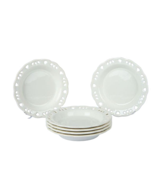 6pcS Round Deep Plates Embossed 19cm