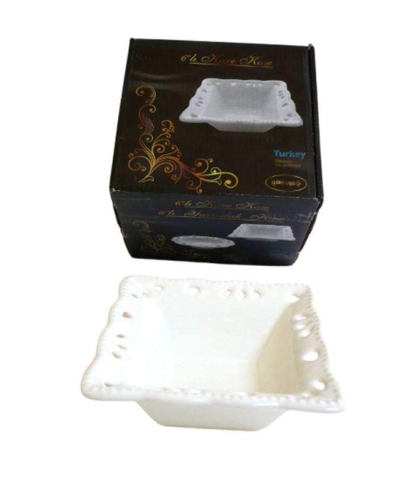 6pc Square Bowls Embossed 13cm