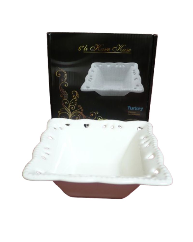 6pc Square Bowls Embossed 13cm