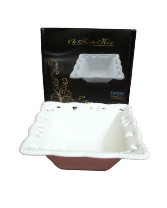 6pc Square Bowls Embossed 13cm