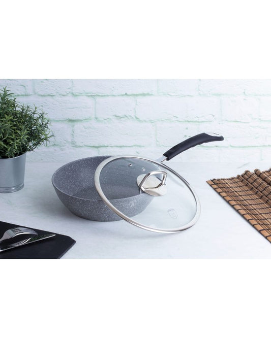 Deep Frypan With Lid 24 cm, Gray Stone Touch Line