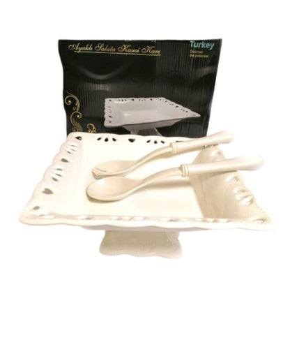 26cm Deep Square Stand Plate Embossed