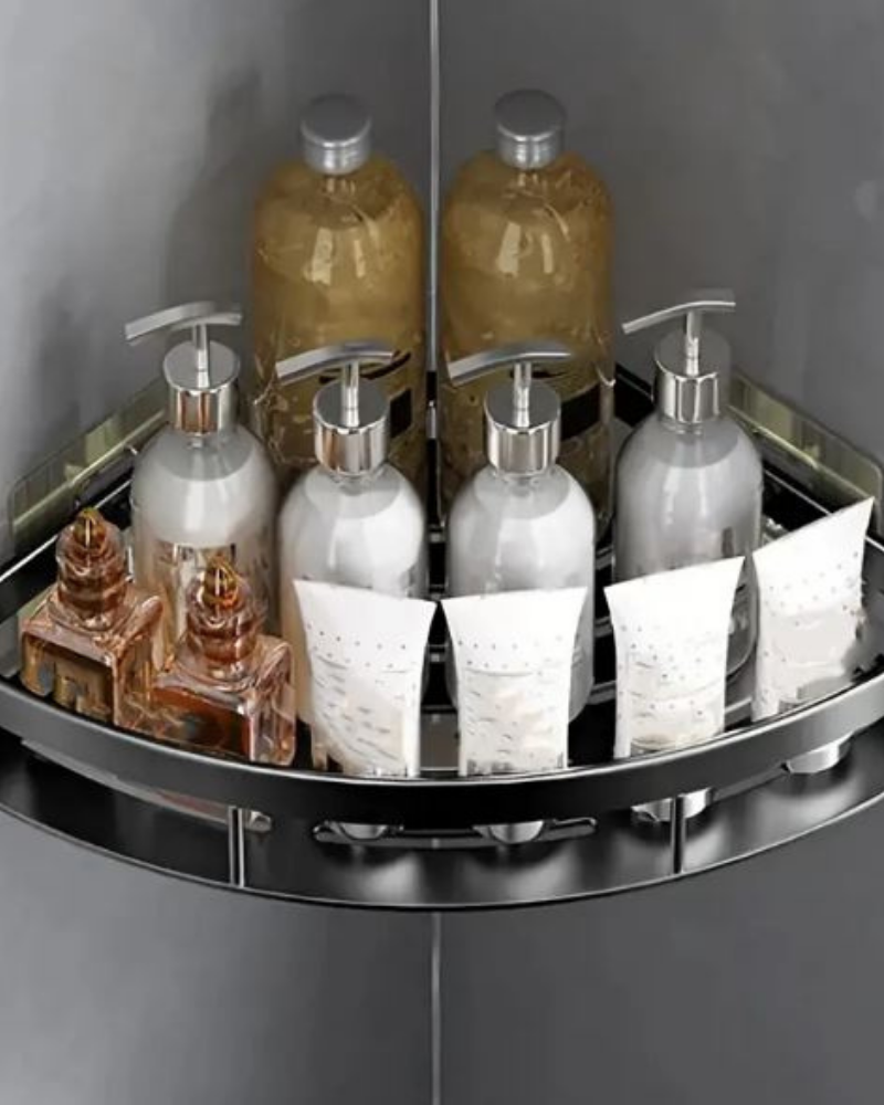 Reinhaus Black Corner Bathroom Racks Aluminium Alloy 2 pieces 27.5x20.5x5cm