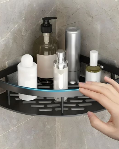 Reinhaus Black Corner Bathroom Racks Aluminium Alloy 2 pieces 27.5x20.5x5cm