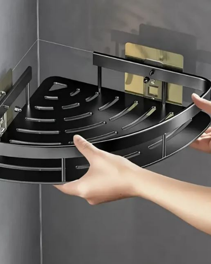 Reinhaus Black Corner Bathroom Racks Aluminium Alloy 2 pieces 27.5x20.5x5cm