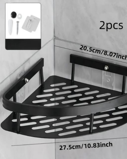 Reinhaus Black Corner Bathroom Racks Aluminium Alloy 2 pieces 27.5x20.5x5cm