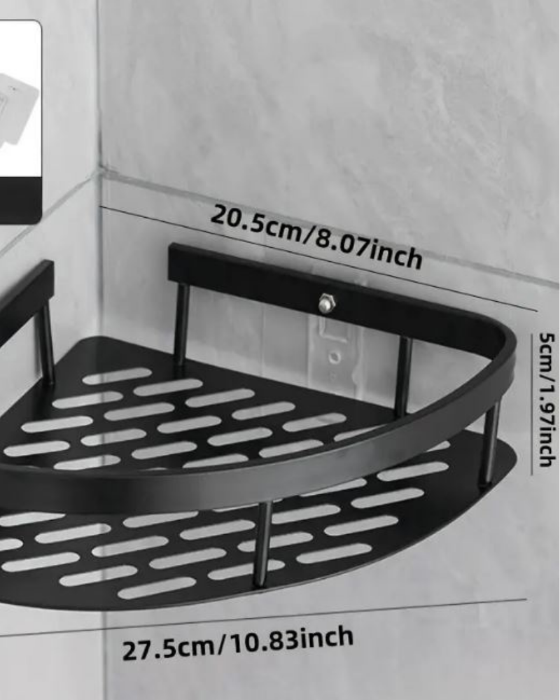 Reinhaus Black Corner Bathroom Racks Aluminium Alloy 2 pieces 27.5x20.5x5cm