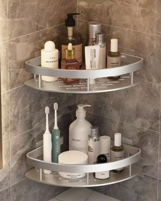 Reinhaus Silver Corner Bathroom Racks Aluminium Alloy 2 pieces 27.5x20.5x5cm