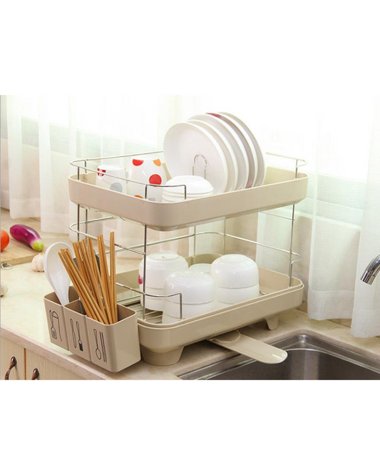 Curve 2-Story Beige Dish Rack