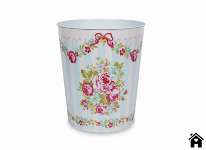Elegant Floral Design Metal Trash Can