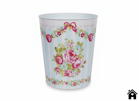 Elegant Floral Design Metal Trash Can