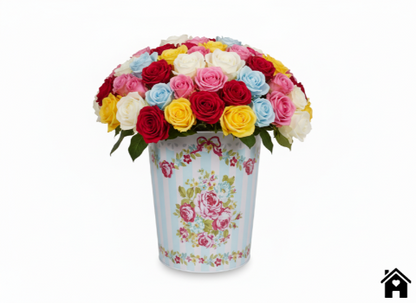 Elegant Floral Design Metal Trash Can