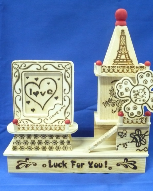 Merlin Love Message Wood Music Box Figurine 19*6.5*22cm