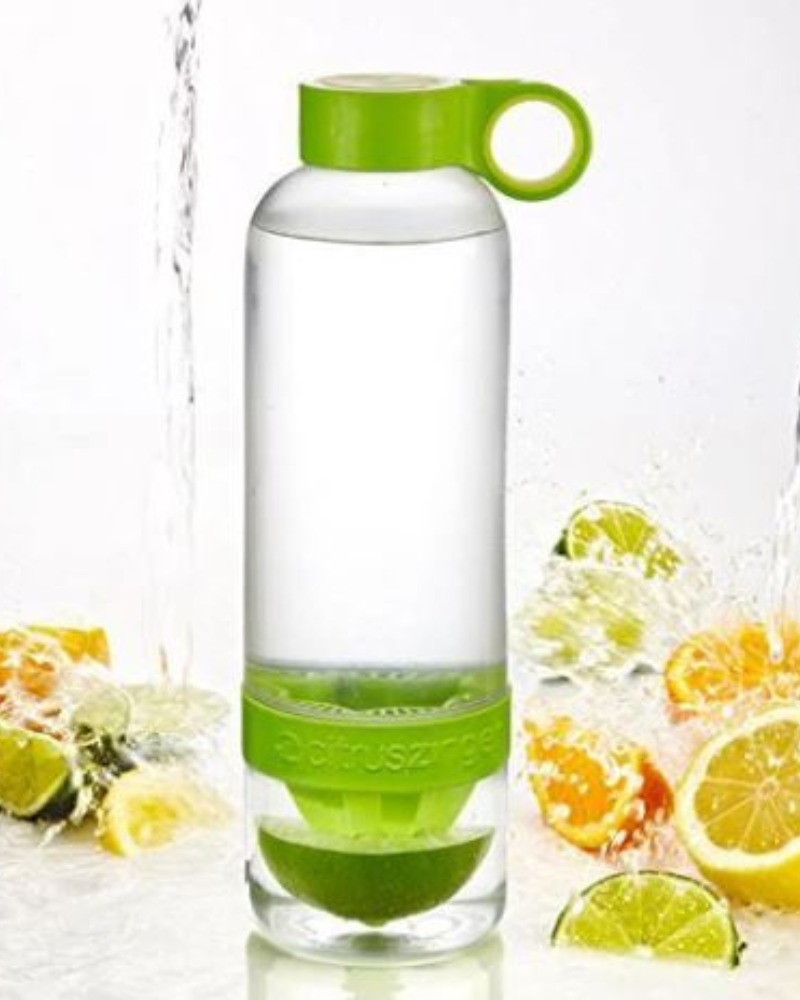 Plastic Bottle with Bottom Lemon Squeezer Green