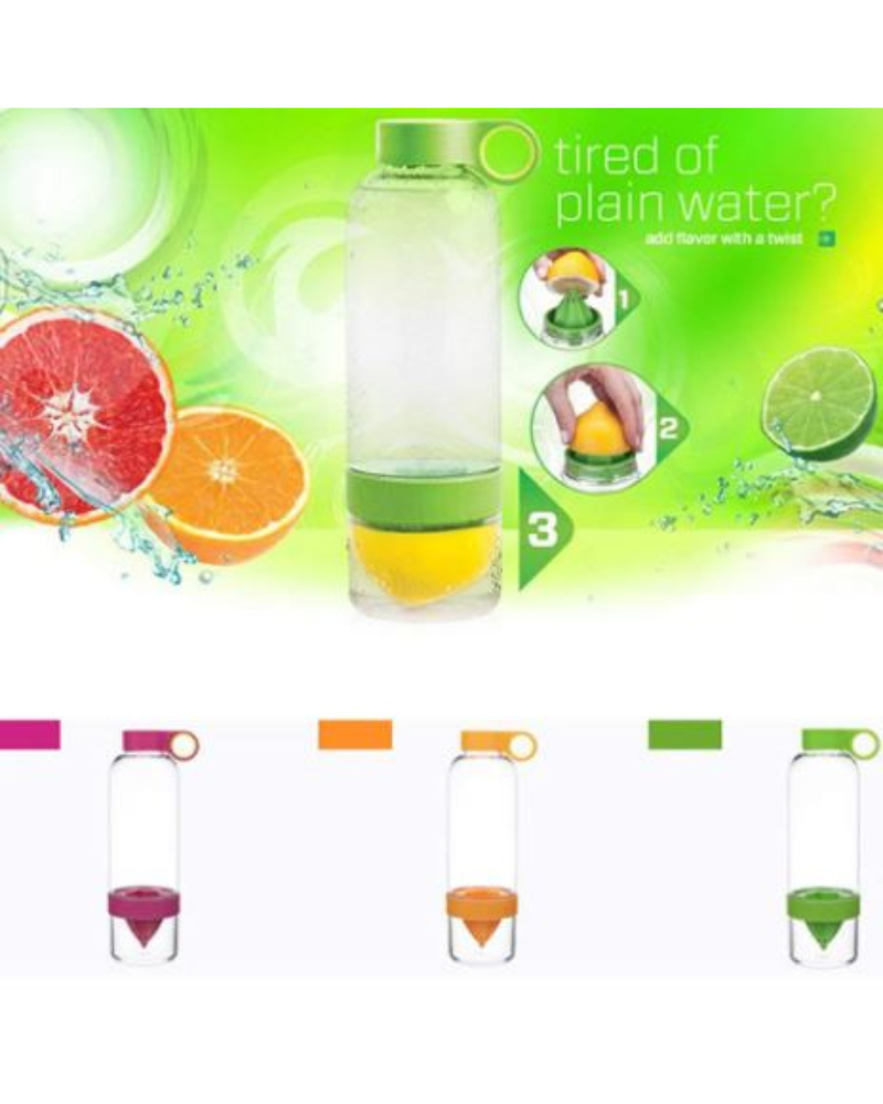 Plastic Bottle with Bottom Lemon Squeezer Green