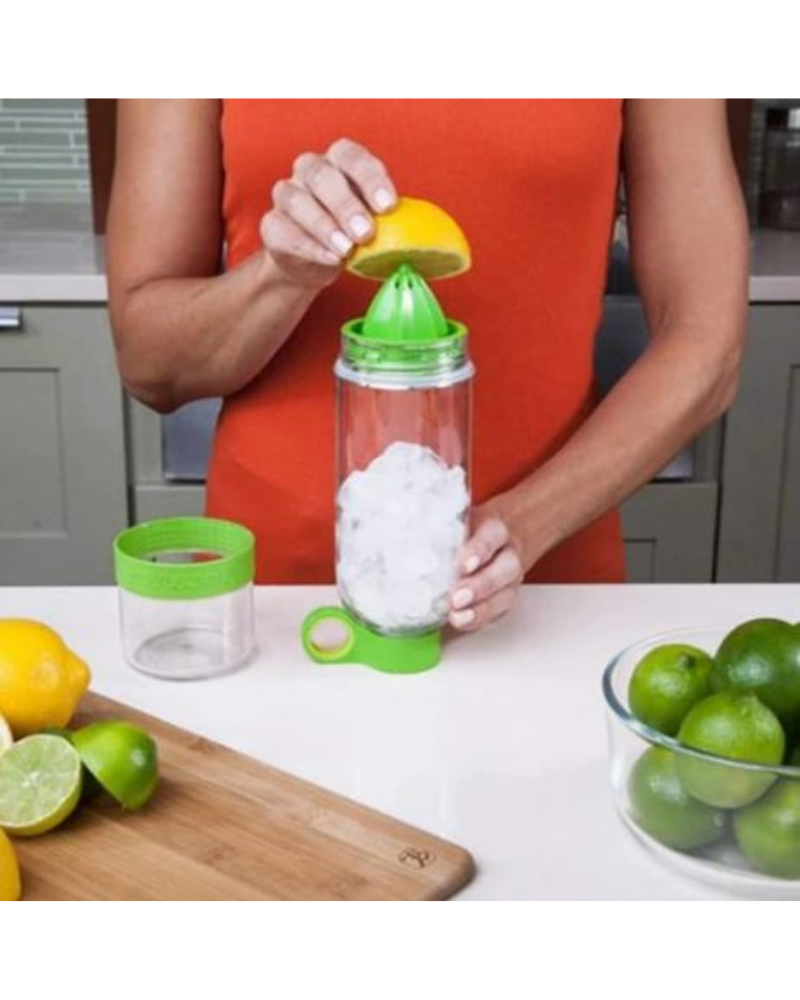 Plastic Bottle with Bottom Lemon Squeezer Green