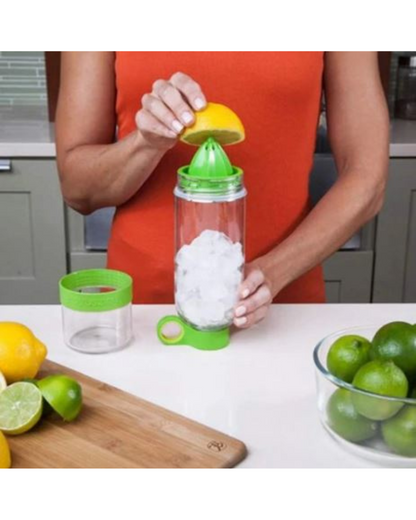 Plastic Bottle with Bottom Lemon Squeezer Green