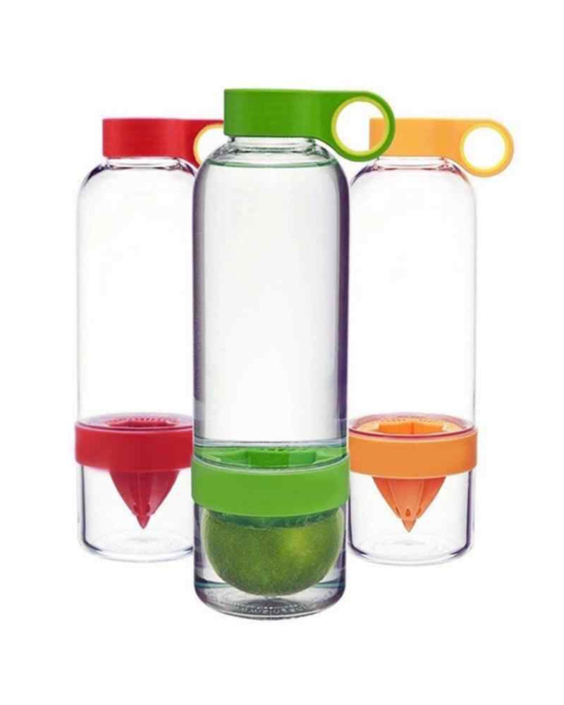 Plastic Bottle with Bottom Lemon Squeezer Green