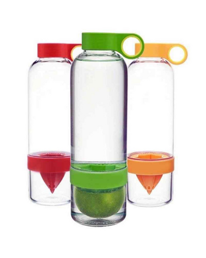 Plastic Bottle with Bottom Lemon Squeezer Green