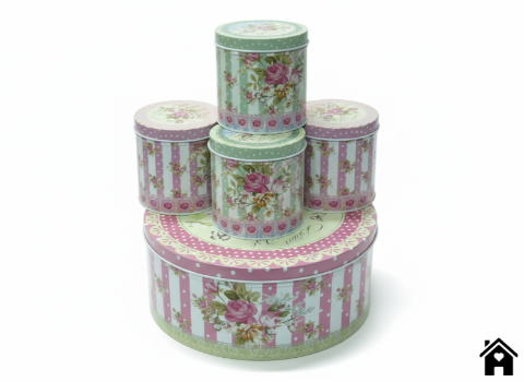 Decorative Floral Stacked Tins