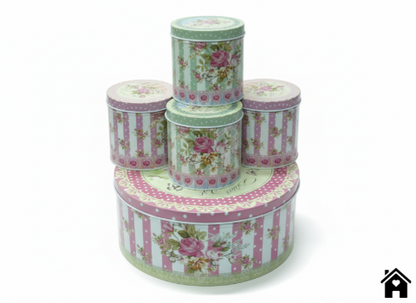 Decorative Floral Stacked Tins