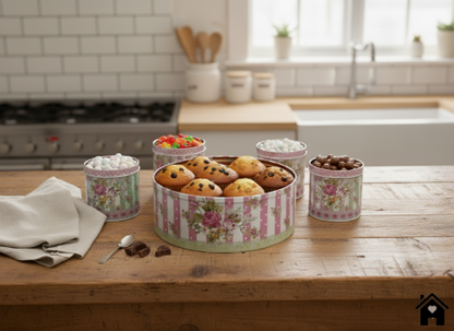 Decorative Floral Stacked Tins