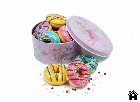 Charming Pink Round Tin with Girl and Horse Design