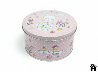 Whimsical Floral Rabbit Tin Can