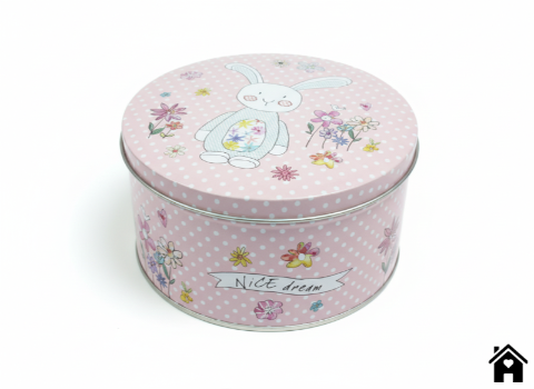 Whimsical Floral Rabbit Tin Can