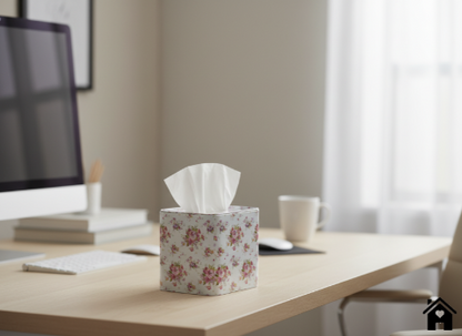 Floral Tissue Box with Rounded Edges