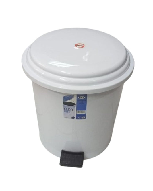 Step-On White Wastebasket 12LT
