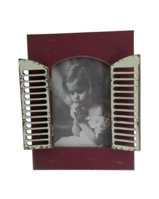 Vintage Window Wooden Frame Red